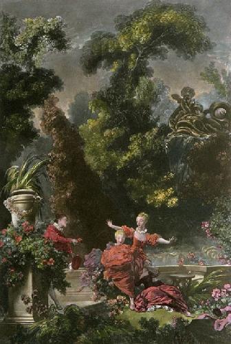 The Pursuit (Engraving) by Jean-Honore Fragonard